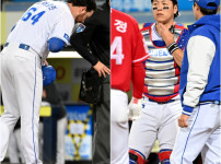 '[뉴스]강민호 목 강타한 오러클린, 걱정 가득한 눈빛...미안함과 고마움 담은 목례[대구 ‥ 뉴스기사 썸네일